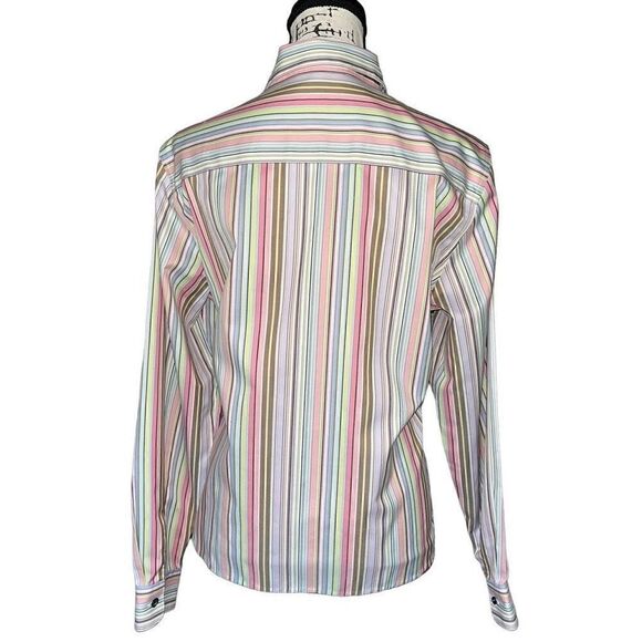 Foxcroft multi-colored wrinkle free shaped fit button down blouse 14 - Picture 2 of 6